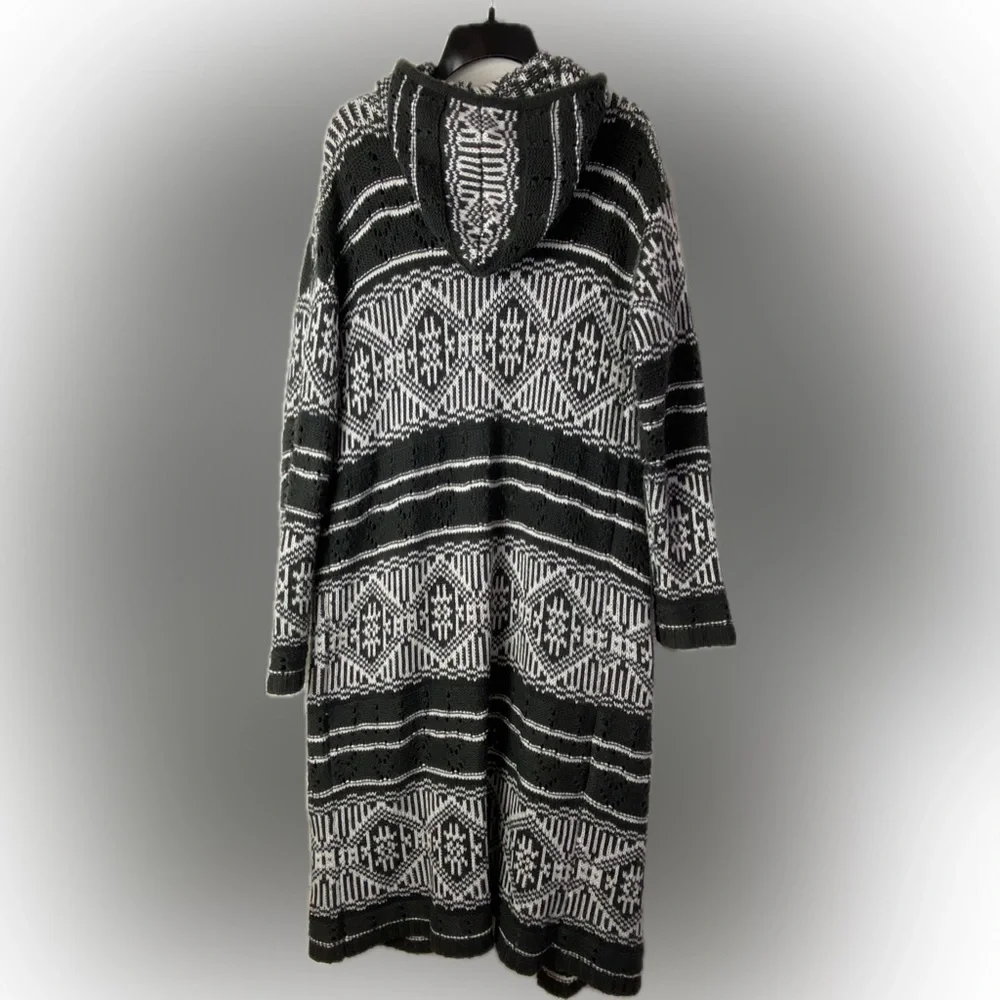 Forever 21 extra long winter open cardigan hooded sweater with slouch pockets - Picture 12 of 16